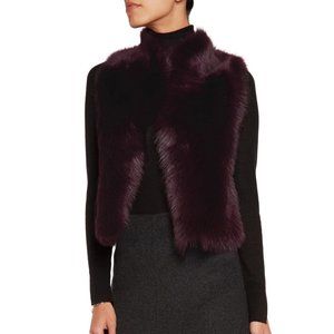 NWOT Iris & Ink Francesca Shearling Gilet in Burgundy (size medium)